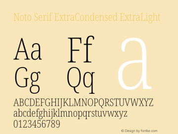 Noto Serif ExtraCondensed ExtraLight Version 2.004 Font Sample