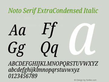 Noto Serif ExtraCondensed Italic Version 2.004图片样张