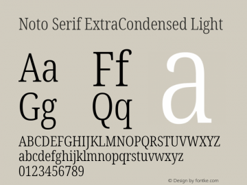 Noto Serif ExtraCondensed Light Version 2.004; ttfautohint (v1.8.3) -l 8 -r 50 -G 200 -x 14 -D latn -f none -a qsq -X 