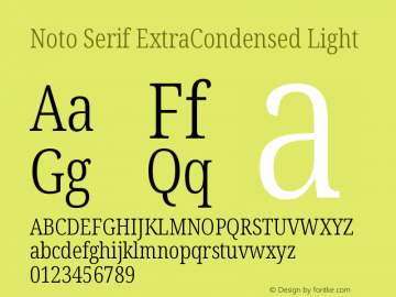 Noto Serif ExtraCondensed Light Version 2.004 Font Sample