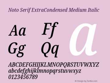 Noto Serif ExtraCondensed Medium Italic Version 2.004; ttfautohint (v1.8.3) -l 8 -r 50 -G 200 -x 14 -D latn -f none -a qsq -X 