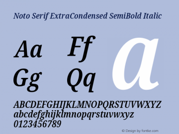 Noto Serif ExtraCondensed SemiBold Italic Version 2.004; ttfautohint (v1.8.3) -l 8 -r 50 -G 200 -x 14 -D latn -f none -a qsq -X 