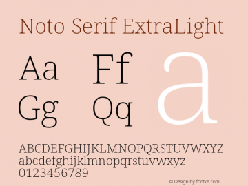 Noto Serif ExtraLight Version 2.004; ttfautohint (v1.8.3) -l 8 -r 50 -G 200 -x 14 -D latn -f none -a qsq -X 