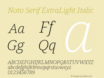 Noto Serif ExtraLight Italic Version 2.004; ttfautohint (v1.8.3) -l 8 -r 50 -G 200 -x 14 -D latn -f none -a qsq -X 