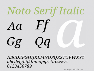 Noto Serif Italic Version 2.004 Font Sample