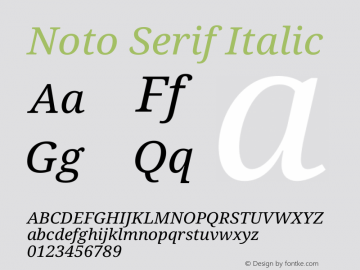 Noto Serif Italic Version 2.004图片样张