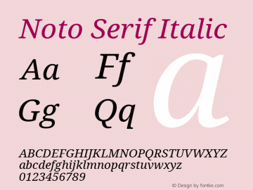 Noto Serif Italic Version 2.004图片样张