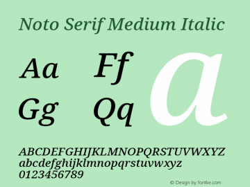 Noto Serif Medium Italic Version 2.004 Font Sample