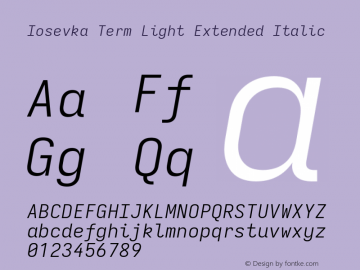 Iosevka Term Light Extended Italic Version 5.0.8图片样张