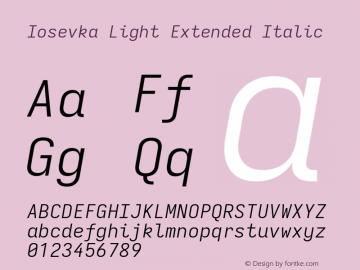 Iosevka Light Extended Italic Version 5.0.8 Font Sample