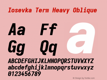 Iosevka Term Heavy Oblique Version 5.0.8 Font Sample