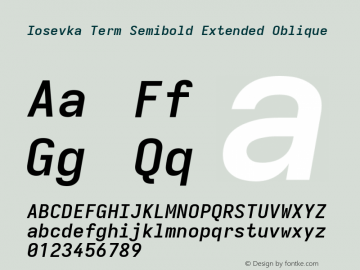 Iosevka Term Semibold Extended Oblique Version 5.0.8图片样张