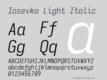 Iosevka Light Italic Version 5.0.8 Font Sample