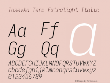 Iosevka Term Extralight Italic Version 5.0.8图片样张