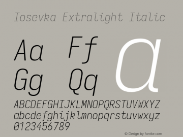 Iosevka Extralight Italic Version 5.0.8图片样张