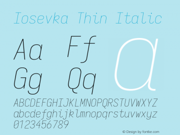 Iosevka Thin Italic Version 5.0.8 Font Sample