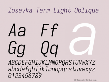 Iosevka Term Light Oblique Version 5.0.8图片样张