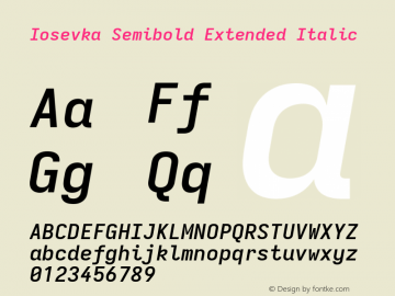 Iosevka Semibold Extended Italic Version 5.0.8 Font Sample