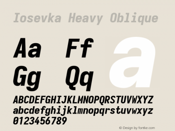 Iosevka Heavy Oblique Version 5.0.8 Font Sample