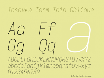 Iosevka Term Thin Oblique Version 5.0.8图片样张