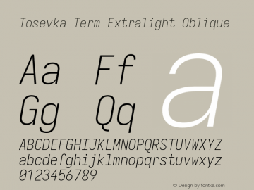 Iosevka Term Extralight Oblique Version 5.0.8图片样张
