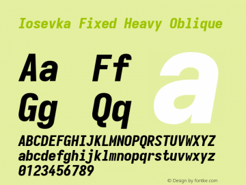 Iosevka Fixed Heavy Oblique Version 5.0.8 Font Sample