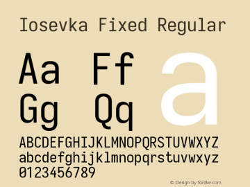 Iosevka Fixed Version 5.0.8 Font Sample