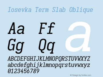 Iosevka Term Slab Oblique Version 5.0.8 Font Sample