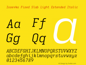 Iosevka Fixed Slab Light Extended Italic Version 5.0.8图片样张