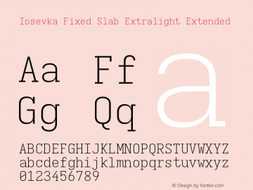 Iosevka Fixed Slab Extralight Extended Version 5.0.8图片样张
