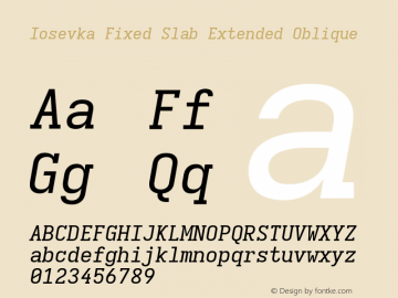 Iosevka Fixed Slab Extended Oblique Version 5.0.8图片样张