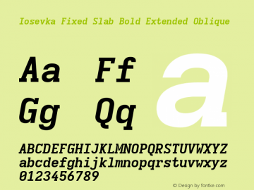 Iosevka Fixed Slab Bold Extended Oblique Version 5.0.8图片样张