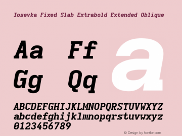 Iosevka Fixed Slab Extrabold Extended Oblique Version 5.0.8图片样张