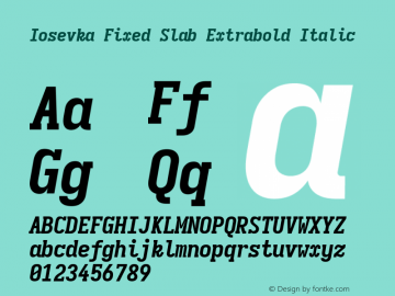 Iosevka Fixed Slab Extrabold Italic Version 5.0.8图片样张