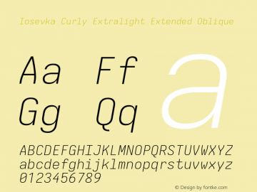 Iosevka Curly Extralight Extended Oblique Version 5.0.8图片样张