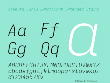 Iosevka Curly Extralight Extended Italic Version 5.0.8图片样张