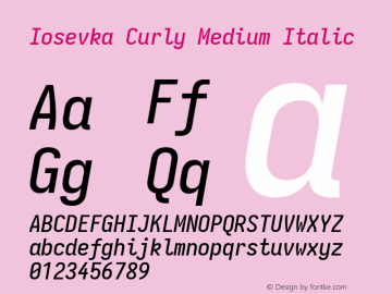 Iosevka Curly Medium Italic Version 5.0.8图片样张