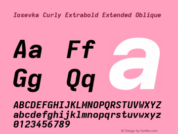 Iosevka Curly Extrabold Extended Oblique Version 5.0.8图片样张