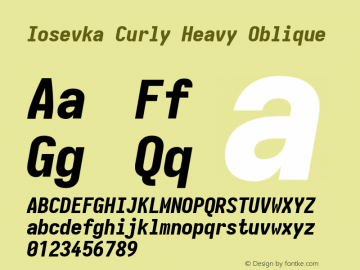 Iosevka Curly Heavy Oblique Version 5.0.8 Font Sample