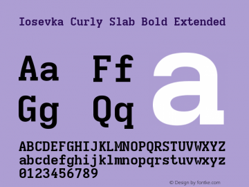 Iosevka Curly Slab Bold Extended Version 5.0.8 Font Sample