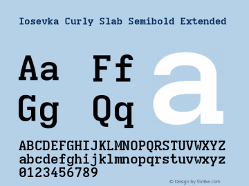 Iosevka Curly Slab Semibold Extended Version 5.0.8 Font Sample