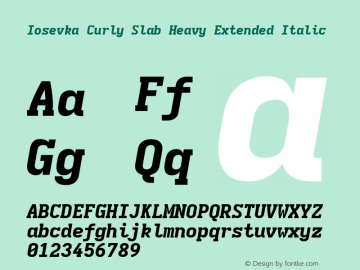 Iosevka Curly Slab Heavy Extended Italic Version 5.0.8 Font Sample
