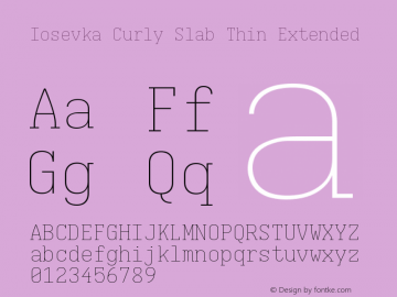 Iosevka Curly Slab Thin Extended Version 5.0.8 Font Sample