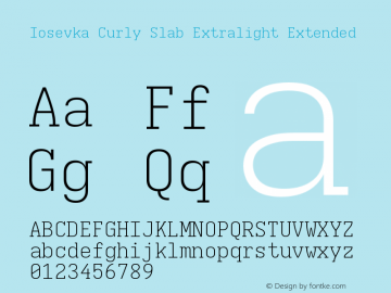 Iosevka Curly Slab Extralight Extended Version 5.0.8 Font Sample