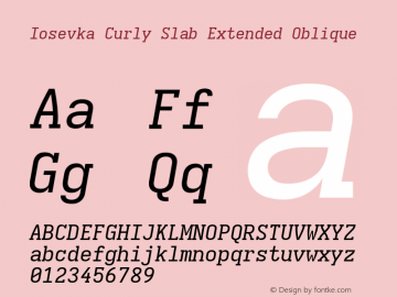 Iosevka Curly Slab Extended Oblique Version 5.0.8 Font Sample