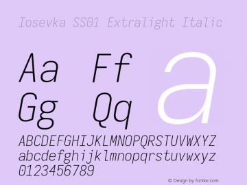 Iosevka SS01 Extralight Italic Version 5.0.8 Font Sample