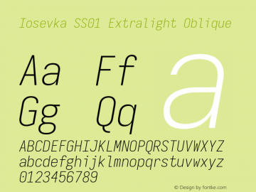 Iosevka SS01 Extralight Oblique Version 5.0.8图片样张