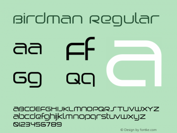 Birdman Regular Macromedia Fontographer 4.1 11/08/2002 Font Sample