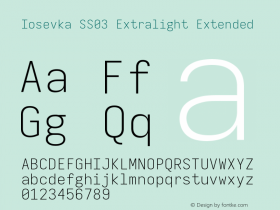 Iosevka SS03 Extralight Extended Version 5.0.8 Font Sample