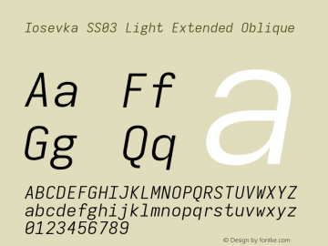 Iosevka SS03 Light Extended Oblique Version 5.0.8图片样张